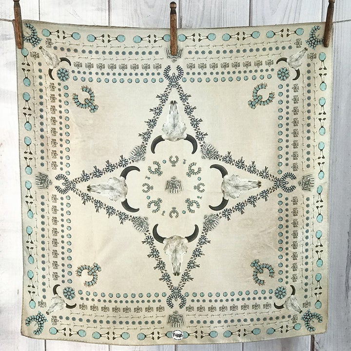 Squash Blossomed Long Tall Bone Silk Scarf